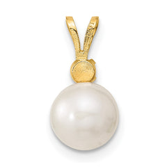 14k 7-8mm White Round Freshwater Cultured Pearl and .30SA Sapphire Post Earrings and Pendant Set