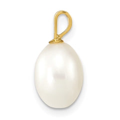 14K 7-8mm White Rice Freshwater Cultured Pearl Pendant - 2