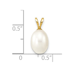 14K 7-8mm White Rice Freshwater Cultured Pearl Pendant - 2