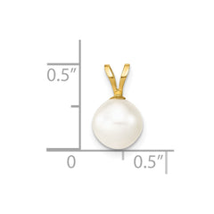 14K 7-8mm White Round Freshwater Cultured Pearl Pendant