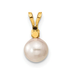 14k 6-7mm White Round Akoya Saltwater Cultured Pearl and .10 Carat Diamond Post Earrings and Pendant Set