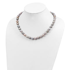 14k White Gold 8-9mm Grey Rice Freshwater Cultured Pearl 20 inch Necklace