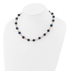 14k White Gold Black and White Semi-Round Freshwater Cultured and Mirror Bead 18 inch Necklace