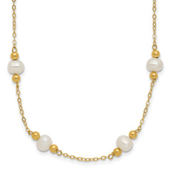 14k 5-6mm White Near-Round Freshwater Cultured Pearl Beaded 12-Station 18 inch Necklace