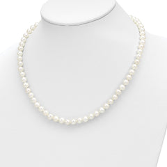 14k 6-7mm White Round Freshwater Cultured Pearl 7.25 inch with 1 Extender Bracelet/18 inch with 2 inch Extender Necklace/Button Earrings Set