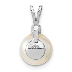 14k White Gold 9-10mm White Round South Sea Saltwater Cultured Pearl and .05 Carat Diamond Pendant