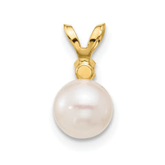 14k 6-7mm White Round Akoya Saltwater Cultured Pearl and .03 Carat Diamond Pendant