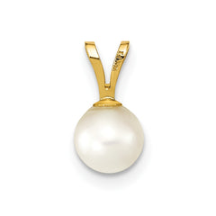 14k 5-6mm White Round Akoya Saltwater Cultured Pearl Pendant
