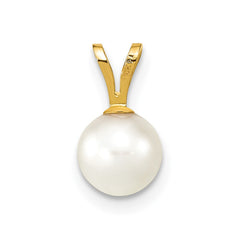 14k 6-7mm White Round Akoya Saltwater Cultured Pearl Pendant