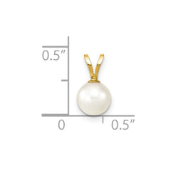 14k 6-7mm White Round Akoya Saltwater Cultured Pearl Pendant