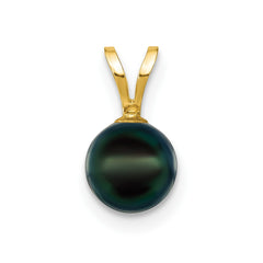 14k 6-7mm Black Round Akoya Saltwater Cultured Pearl Pendant