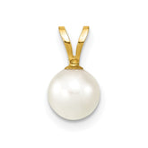 14k 6-7mm White Round Akoya Saltwater Cultured Pearl Pendant