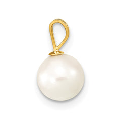 14k 7-8mm White Round Akoya Saltwater Cultured Pearl Pendant