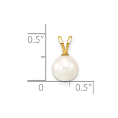 14k 7-8mm White Round Akoya Saltwater Cultured Pearl Pendant