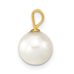 14k 8-9mm White Round Akoya Saltwater Cultured Pearl Pendant