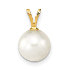 14k 8-9mm White Round Akoya Saltwater Cultured Pearl Pendant