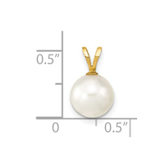 14k 8-9mm White Round Akoya Saltwater Cultured Pearl Pendant