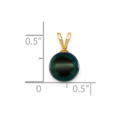 14k 8-9mm Black Round Akoya Saltwater Cultured Pearl Pendant