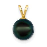 14k 8-9mm Black Round Akoya Saltwater Cultured Pearl Pendant