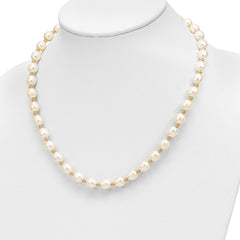 14k 7-8mm White Rice Freshwater Cultured Pearl 18 inch Necklace and Bead Post Dangle Earring Set