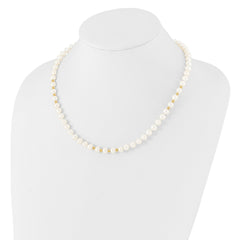 14k 6-7mm White Semi-Round Freshwater Cultured Pearl 18 inch Necklace/7.25 in Bracelet/Button Post Earrings Set