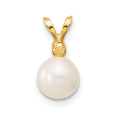 14k 6-7mm White Round Freshwater Cultured Pearl and .03 Carat Diamond Pendant