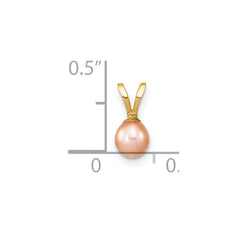 14k Gold 4-5mm Pink Round Freshwater Cultured Pearl Pendant