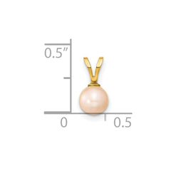 14k Gold 5-6mm Pink Round Pink Freshwater Cultured Pearl Pendant