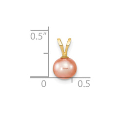 14k Gold 6-7mm Pink Round Freshwater Cultured Pearl Pendant