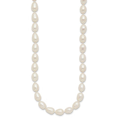 14k 7-8mm White Rice Freshwater Cultured Pearl 18 inch Necklace