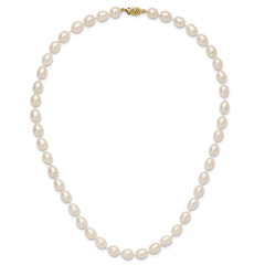 14k 7-8mm White Rice Freshwater Cultured Pearl 16 inch Necklace