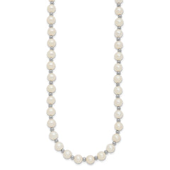 14k White Gold 6-7mm White Near-Round Freshwater Cultured Pearl Beaded 18 inch Necklace