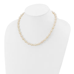 14k White Gold 5-8mm White Near-Round Freshwater Cultured Pearl 18 inch Necklace