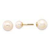 14k 6-7mm and 9-10mm White Round Freshwater Cultured Pearl Screwback Post Earrings