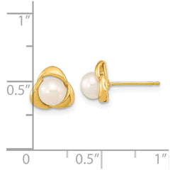 14k 5-6mm White Button Freshwater Cultured Pearl Post Earrings