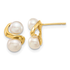 14k 5-6mm White Button Freshwater Cultured Pearl Post Earrings and Pendant Set