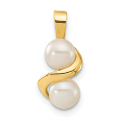 14k 5-6mm White Button Freshwater Cultured Pearl Post Earrings and Pendant Set