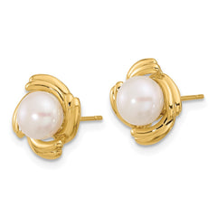 14k 6-7mm White Button Freshwater Cultured Pearl Post Earrings and Pendant Set