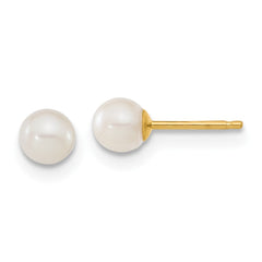 14k Children's 4-5mm White Round Freshwater Cultured Pearl Pendant and Post Earrings Set