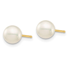 14k 6-6.5mm White, Grey and Black Round Freshwater Cultured Pearl 3 Pair Stud Post Earrings Set