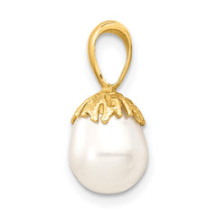 14K 7-8mm White Rice Freshwater Cultured Pearl Pendant