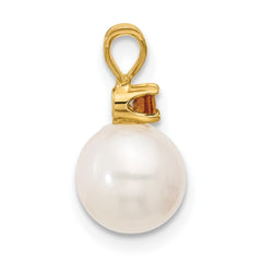 14k 7-7.5mm White Round Freshwater Cultured Pearl and .07CI Citrine Pendant