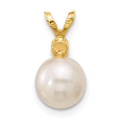14k 7-7.5mm White Round Freshwater Cultured Pearl and .07CI Citrine Pendant