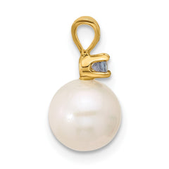 14k 7-7.5mm White Round Freshwater Cultured Pearl and .07TZ Tanzanite Pendant