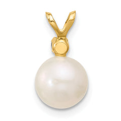 14k 7-7.5mm White Round Freshwater Cultured Pearl and .07TZ Tanzanite Pendant