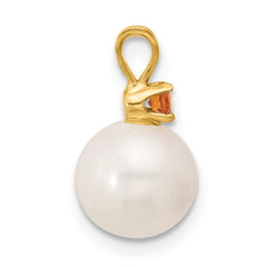 14k 8-8.5mm White Round Freshwater Cultured Pearl and .09CI Citrine Pendant