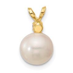 14k 8-8.5mm White Round Freshwater Cultured Pearl and .09CI Citrine Pendant