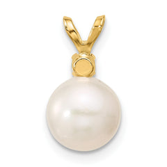 14k8-8.5mm White Round Freshwater Cultured Pearl and .09EM Emerald Pendant