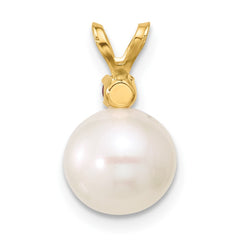 14k 8-8.5mm White Round Freshwater Cultured Pearl and .07PT Peridot Pendant