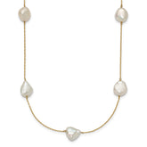 14k 10-11mm White Keshi Freshwater Cultured Pearl 7-Station 20 inch Necklace